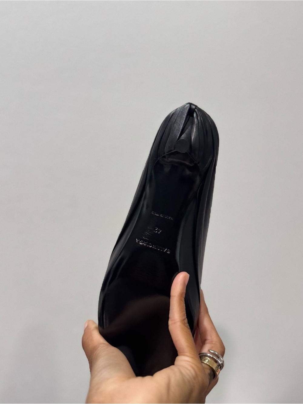 100% AUTH Balenciaga Black Knife Leather Folded-Toe Ballet Kitten Heel - Picture 5 of 9